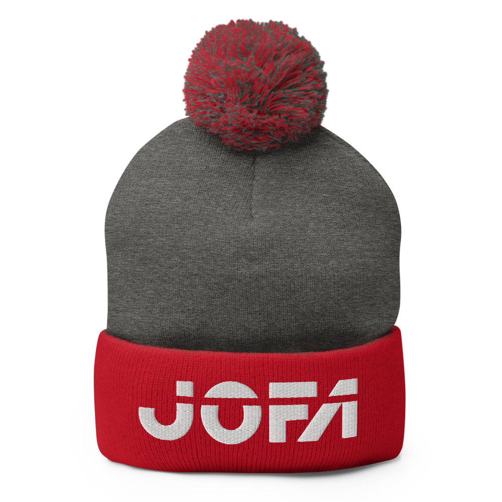 APFC Logo Embroidered Pom-Pom Beanie I Red Grey